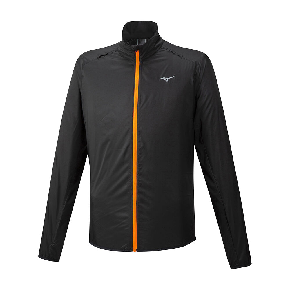 Mizuno Men's Hineri Pouch Running Jacket Black/Orange (J2GE952095-WAH)